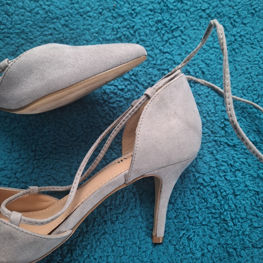 JustFab | Women's Gray Suede Lace Up Heels size 8.5 - Picture 14 of 17